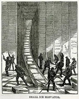 Storehouse: Small ice elevator, Hudson River 1875