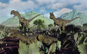 Fern: A small pack of Dilophosaurus dinosaurs during