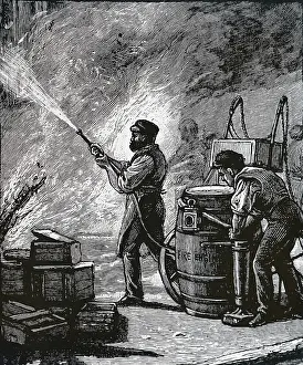 Portable: Small portable fire engine carrying an initial