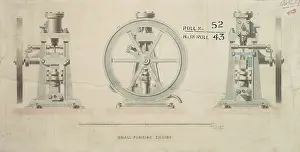 Bridgewater: Small pumping engine, front and side elevations