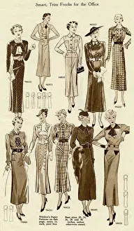 Belted: Smart belted frocks for the office 1936