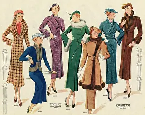 Belted: Smart winter coats 1936