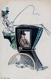 Hatted: Smartly dressed Edwardian lady cab driver with whip