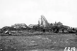 Forbidden: Smashed German aircraft hall, around 1920