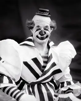 Whiteface: Smiling Big Top Circus Whiteface Clown Looking