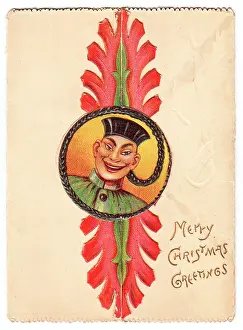 Chinaman: Smiling Chinese man on a Christmas card