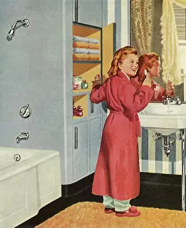 Dentistry: Smiling Girl brushes her Teeth