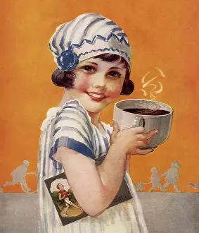 Bouillon: Smiling Young Girl with Cup of Bouillon