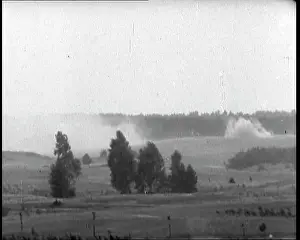 Gunfire: Smoke Rising Gunfire In An Open Landscape In