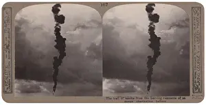 Stereoscopic: Smoke trail of observation balloon, WW1