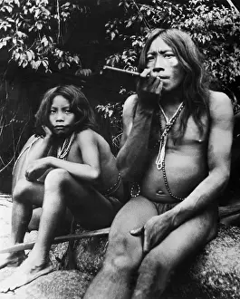 Schulz: Smoking Oyana Indians, 1938