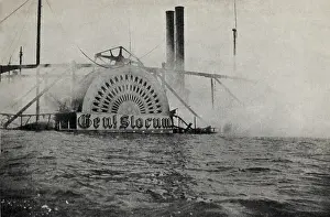 Fatalities: Smoking wreck of the GENERAL SLOCUM showing the