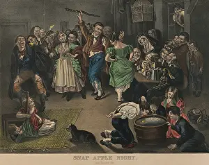 Lcgr1908: Snap Apple Night, by Currier & Ives, depicts