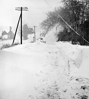 Drifts: Snow blocked road in Kent, 1963