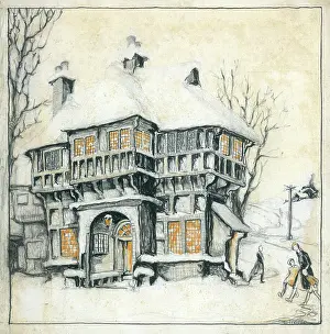 Snow Covered: Snow-covered old house