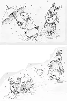 Snowballs: Snow in Dandelion Dell ' rabbits & umbrella
