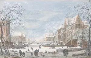 The Liszt Collection: Snow Falling on a Dutch Town, n.d. Gouache and