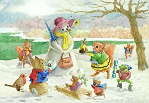 The Snow Lady - squirrels, rabbit, mice and frog