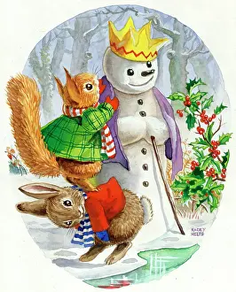Storycard: The Snow Prince - rabbit, squirrel, snowman