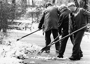 Brooms: Snow removal in a park 1985