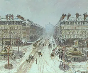 Neige: Snow scene, Avenue de L'Opera, Paris, by Camille Pissarro