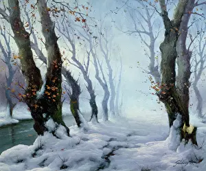 Bela: Snow Scene with avenue of trees and river