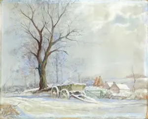 Oast: Snow scene with cart in the foreground