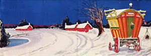 Caravan: Snow scene with gipsy caravan