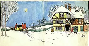 Half Timbered: Snow scene with half-timbered house