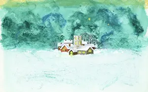 Maddox: Snow scene with lighted church