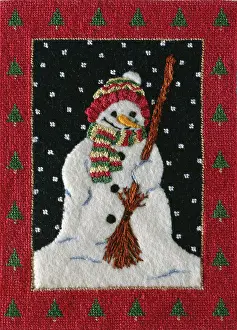 Sturdy: Snowman ' with hat and broom