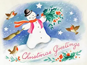 Snowmen: Snowman with holly