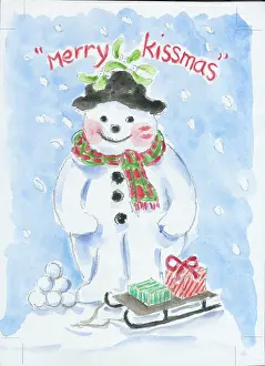 Bernice: Snowman with mistetoe