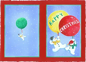 Snowmen: Two Snowmen with balloons