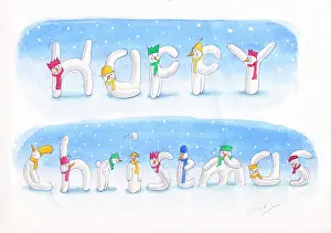 Snowmen: Snowmen forming'Happy Christmas