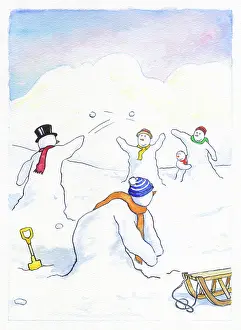 Snowballs: Snowmen throwing snowballs