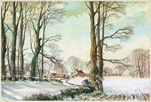 Snowscene: Snowscene with trees and village