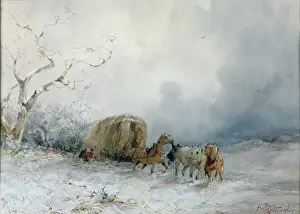 Snowscene: Snowscene: Wagon with Horses
