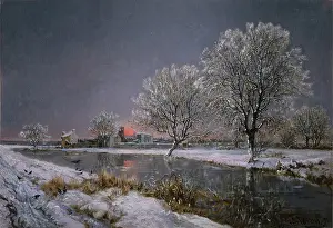 Snowscene: Snowscene ' Wintry scene of trees by a river
