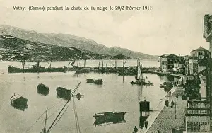 Samos: Snowstorn at Vathy, Samos, Greece