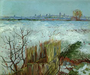Arles: Snowy Landscape with Arles in the Background, by Van Gogh