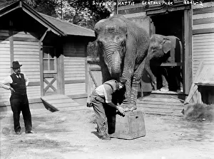 Snyder: Bill Snyder (right), elephant trainer, and ?