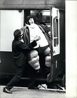 Recreated: Soft sculpture of Daniel Lambert travels by train, London