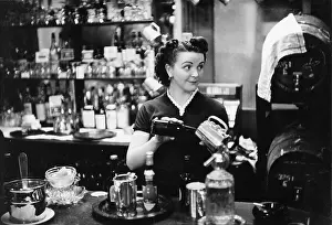 Perky: Soho barmaid at work