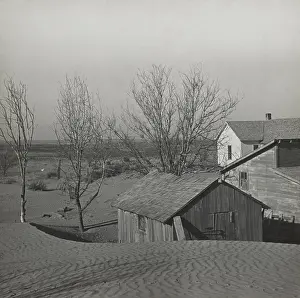 Drifts: Soil blown by dust bowl winds piled up in large