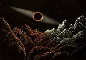 Eclipse: Solar Eclipse Seen from Moon, circa 1870