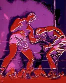 Conflicting: Solarized image - Two Boxers in the Ring boxing