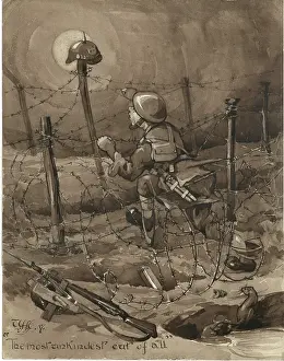 Struggling: SOLDIER IN BARBED WIRE