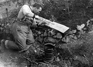 Dies: Soldier engraving inscriptions, 1915