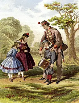 Drummer: Soldier father teaching his son to play the drum